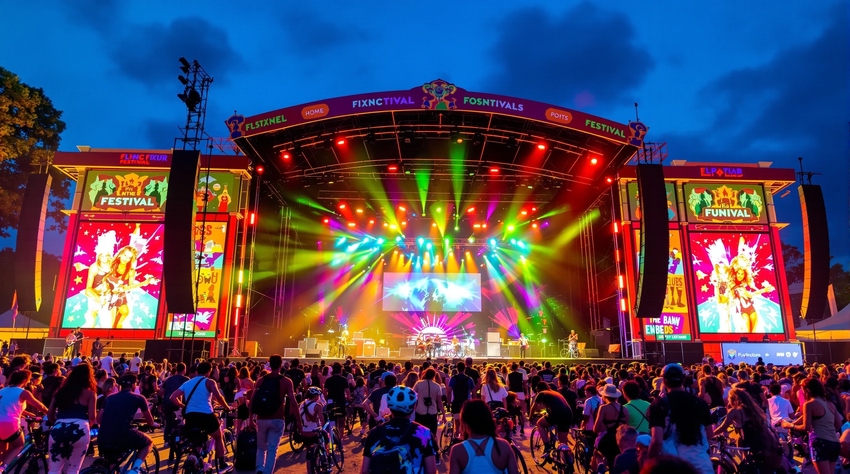Music Festival Stage with Bikes